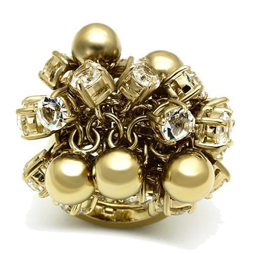 JCE2520 Gold Brass Ring with Top Grade Crystal  in Clear