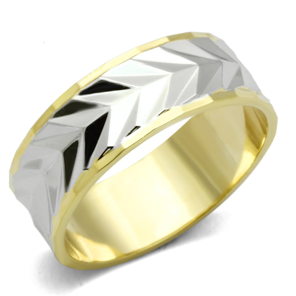 JCE2602 Gold+Rhodium Brass Ring with No Stone