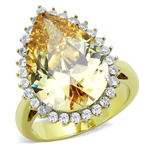 JCE1564 Two-Tone IP Gold (Ion Plating) Stainless Steel Ring with AAA Grade CZ  in Champagne
