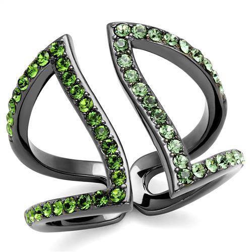 JCE2694 IP Light Black  (IP Gun) Stainless Steel Ring with Top Grade Crystal  in Multi Color